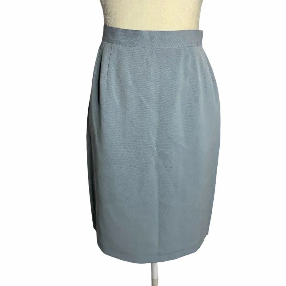 Due per Due Silk Pleated Front Skirt 12 Blue